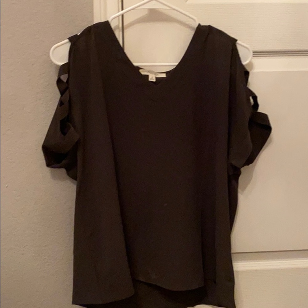 Army Green Blouse with Cut out Sleeves